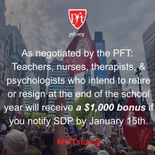 PFT CBA retirement bonus